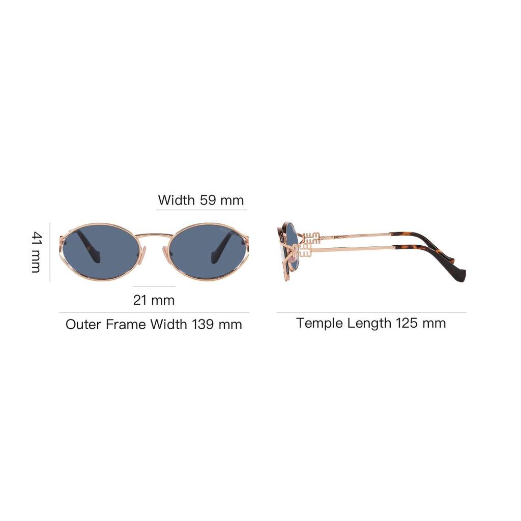 MIU MIU Logo Cutout Design Metal Oval Sunglasses Women Sunglasses Rose-Gold SMU52YEZVFF01V1C054
