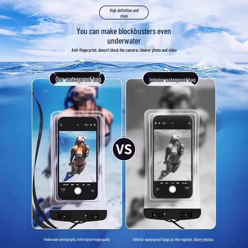 Floating Waterproof Phone Bag with Airbag: Touchscreen Compatible, Transparent, for Swimming, Rafting, Diving, Water Parks, and Photography