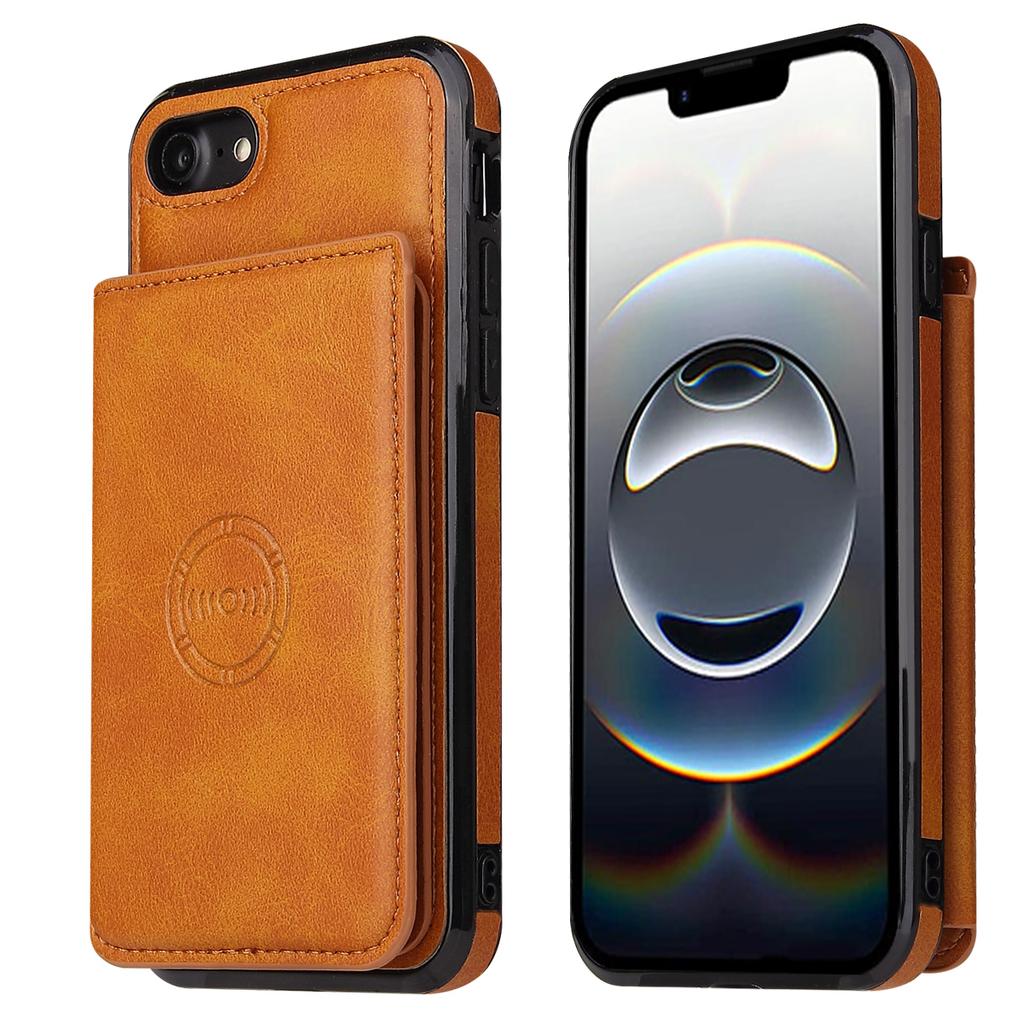 For iPhone 16e Case Card Holder Kickstand PU Leather+TPU Phone Cover