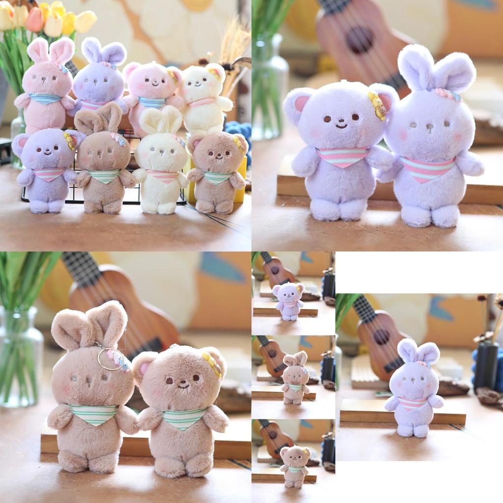 Adorable Plush Teddy Bear Keychain Soft Short Plush Stuffed Animal Backpack Charm