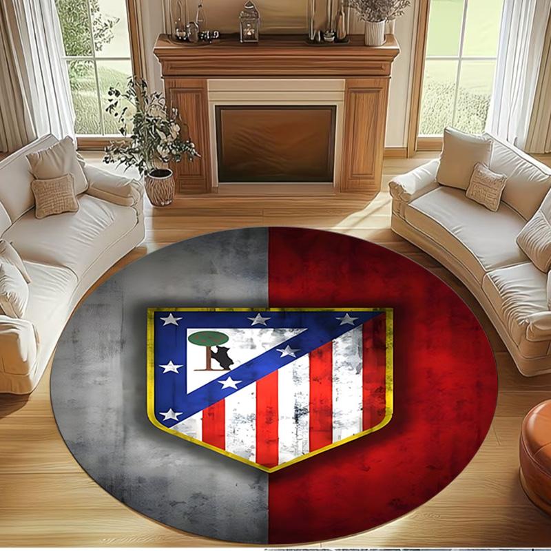 Football Club Print Round Rug, Washable Floor Carpet, For Entryway Dorm Laundry Room Office Study, Home Decor Birthday Christmas Gift