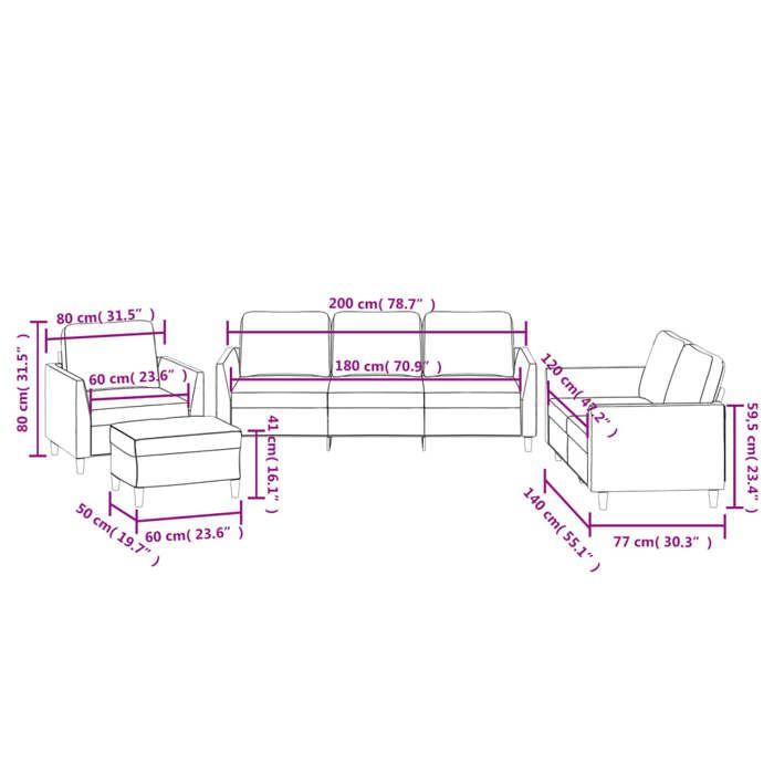 VidaXL Ensemble de Canapés avec Coussins 4 pcs, Canapés avec Accoudoirs et Dossier, Ensemble de Meubles avec Repose-pied 3201745