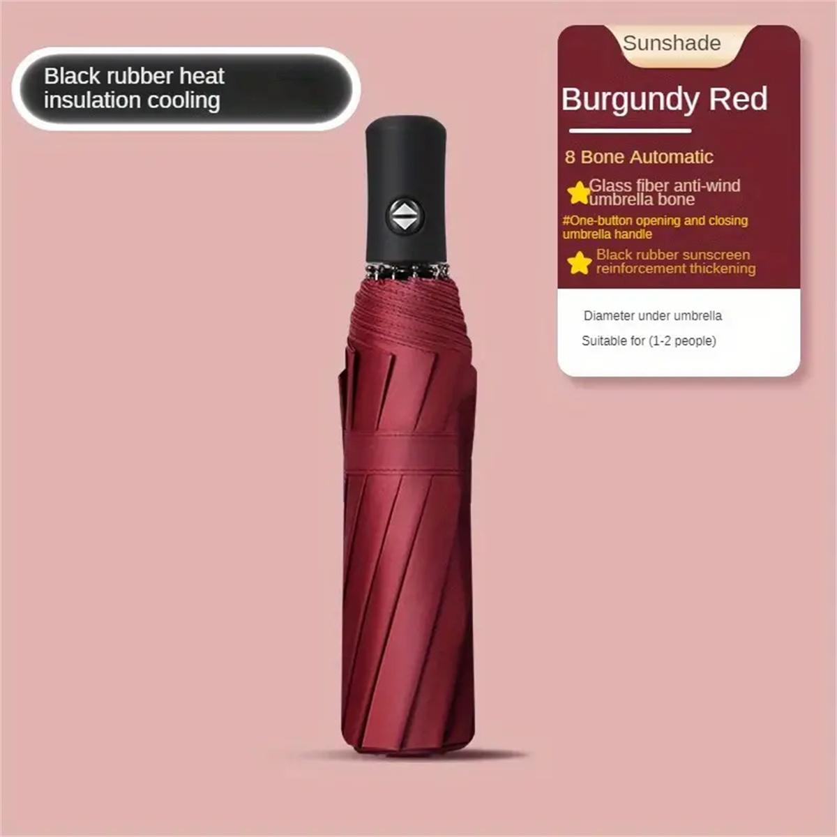 

Umbrella Fully Automatic Thickened Enlarged Reinforced Folding Umbrella Sun and Rainproof Sunshade Umbrella for Women Sunscreen 8K бордовый