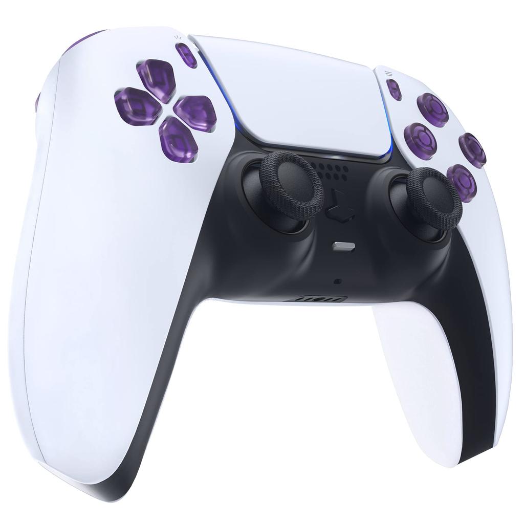 eXtremeRate Replacement for PS5 Controller Share Optional Face Clear Full Button Set for PlayStation 5 Controller Controller Not Included D-Pad