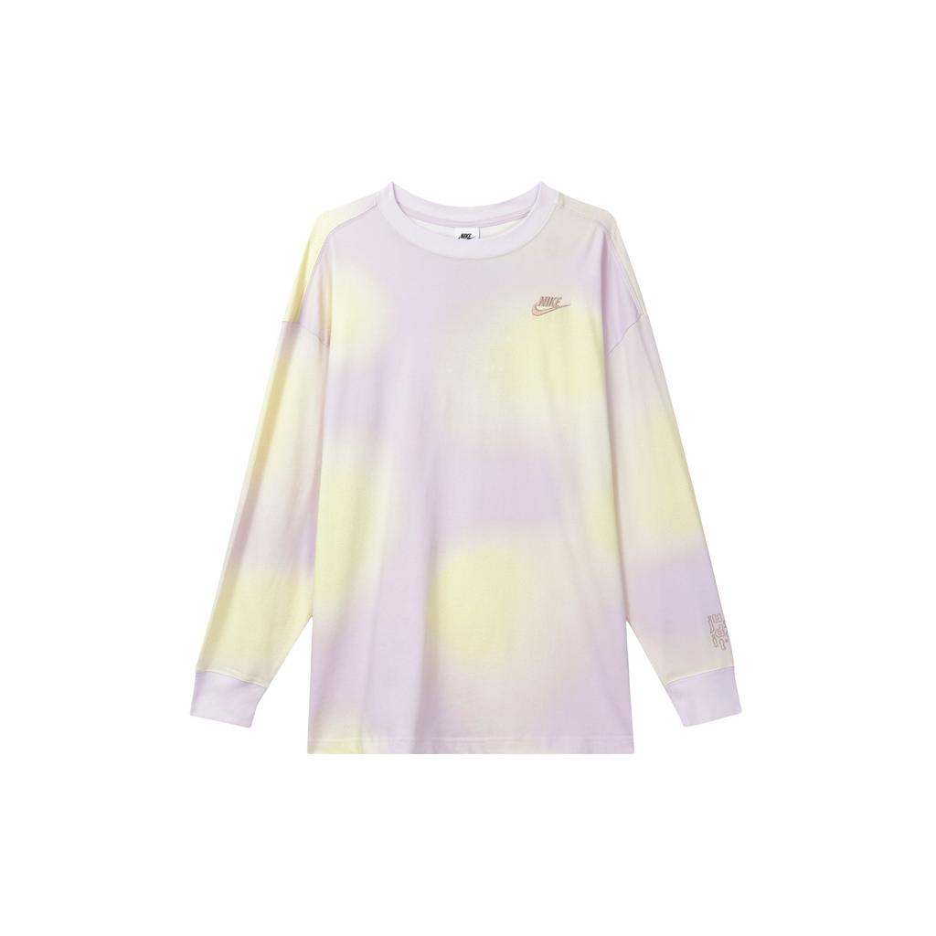 Nike Gradient Print Crew Neck Long Sleeve T-Shirt Women Tops Light-Purple FZ6566-512