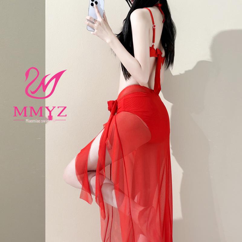 [Hot Rose] 2025 Trendy Red Split Bikini for Women - Celebrity Style Holiday Swimwear