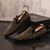 Luxury Brand Men's Fashion Rivets Shoes Black Punk Flats Loafers Men Handmade Spiked Man Party Wedding Shoes Soft Moccasins