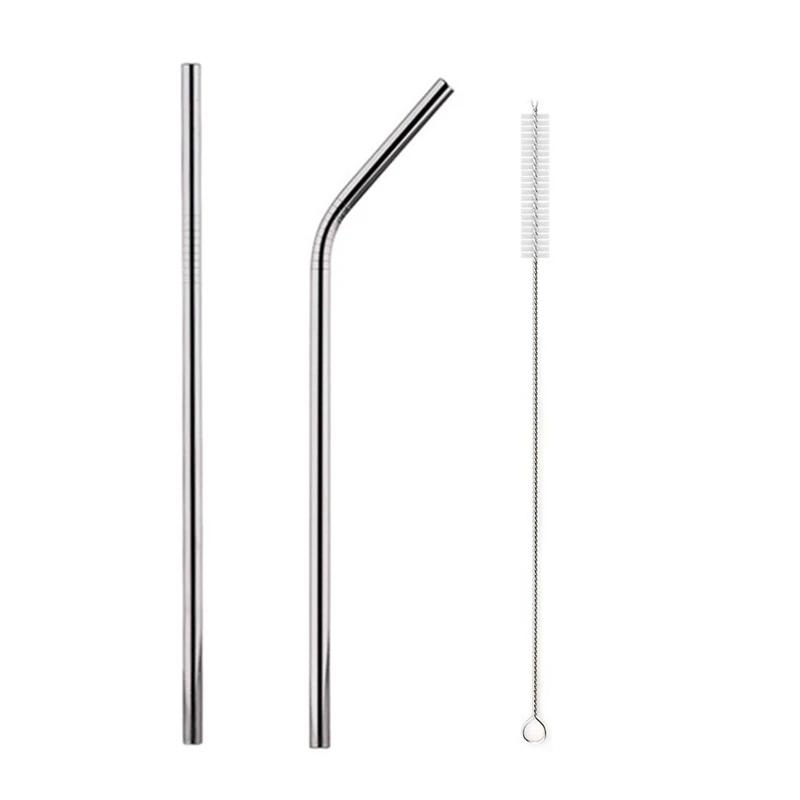 Mixing Color Reusable Metal Drinking Straws 304 Stainless Steel Straw Set with Cleaner Brush Bar Drinkware Party Accessory