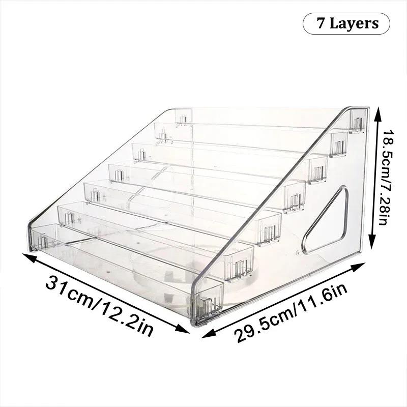 3-7 Tiers Clear Display Stand Nail Polish Cosmetic Showcase Eyeshadow Makeup Holder Lipstick Perfume Shelf Display Storage Rack