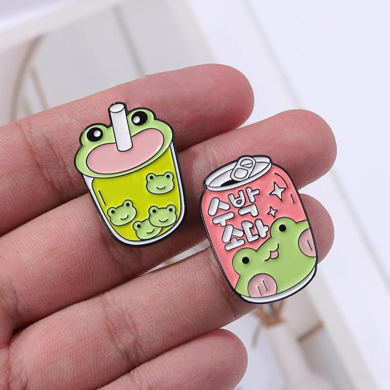 Frog Cute Charming Milk Shape Brooch Delightful Metal Pin For Sweet Lovers Fashion