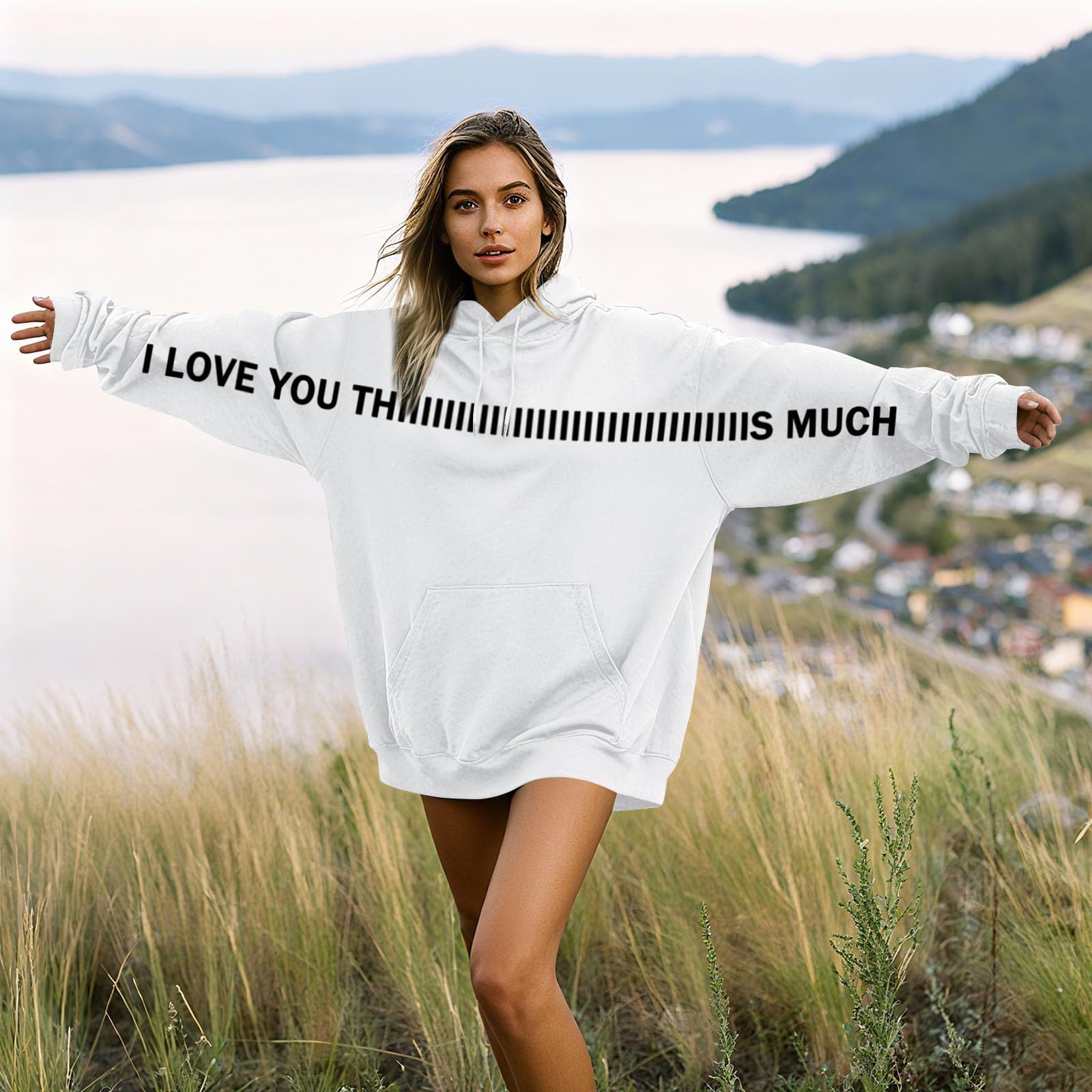 

Women s Fashionable Casual Long-Sleeved Couples Letter Print Hooded Sweatshirt XL білий