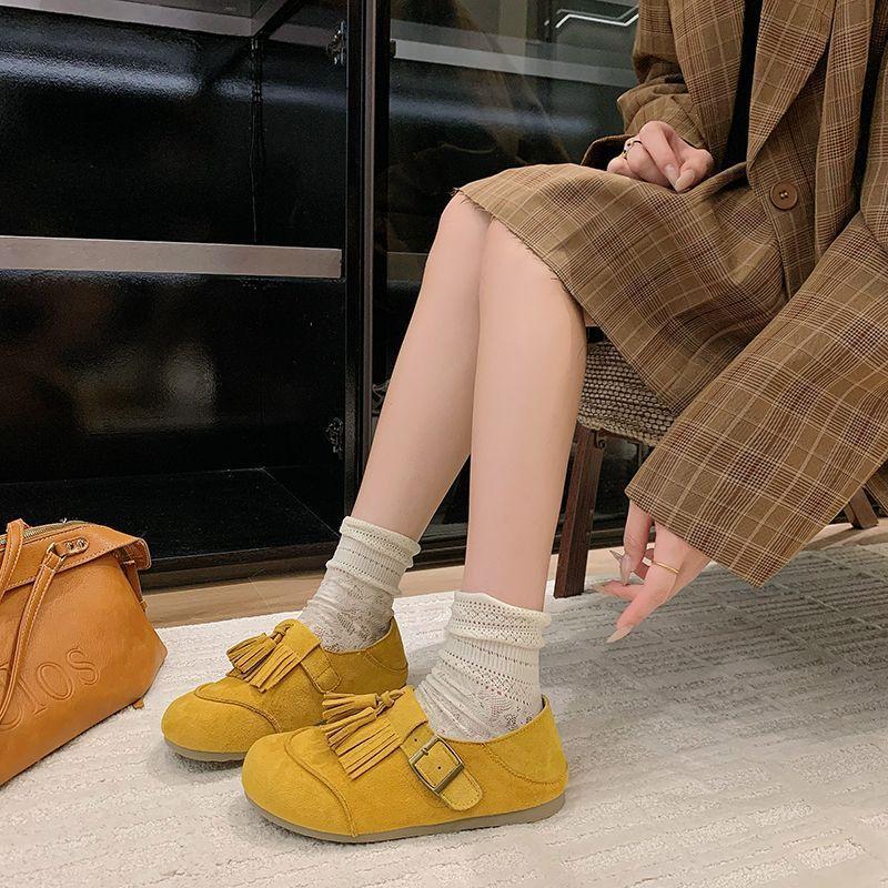 Boken Doudou shoes women's new summer with skirt soft-soled retro flat-soled single shoes