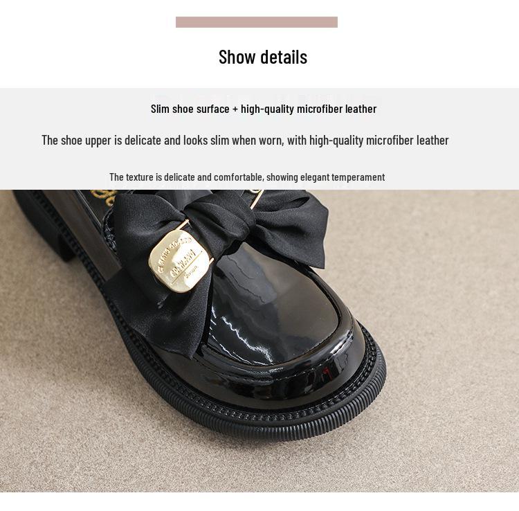 Weiwei Girl 600-32 Vintage Černé Mašličkové Kožené Mokasíny - Dámské Boty na Silné Podrážce na Jaro/Podzim