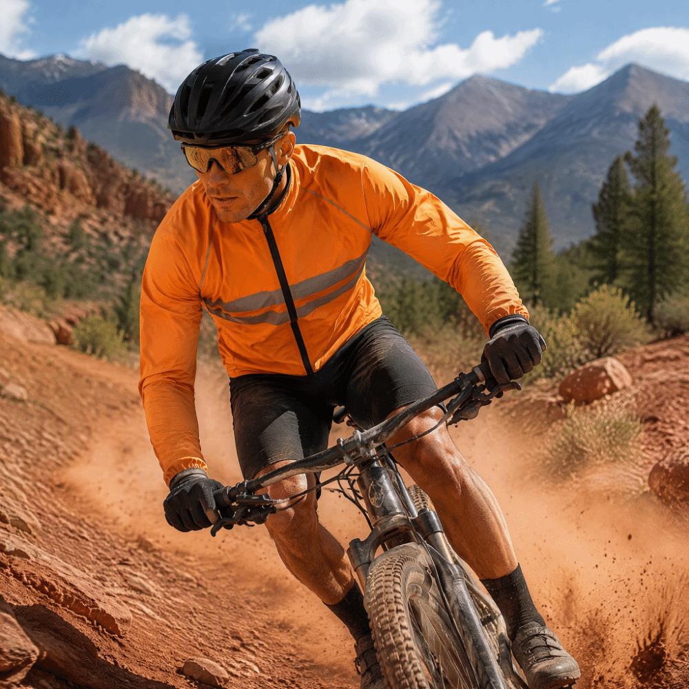 Veste de cyclisme orange coupe-vent pour moto tout-terrain et cyclisme, pour les sorties pêche
