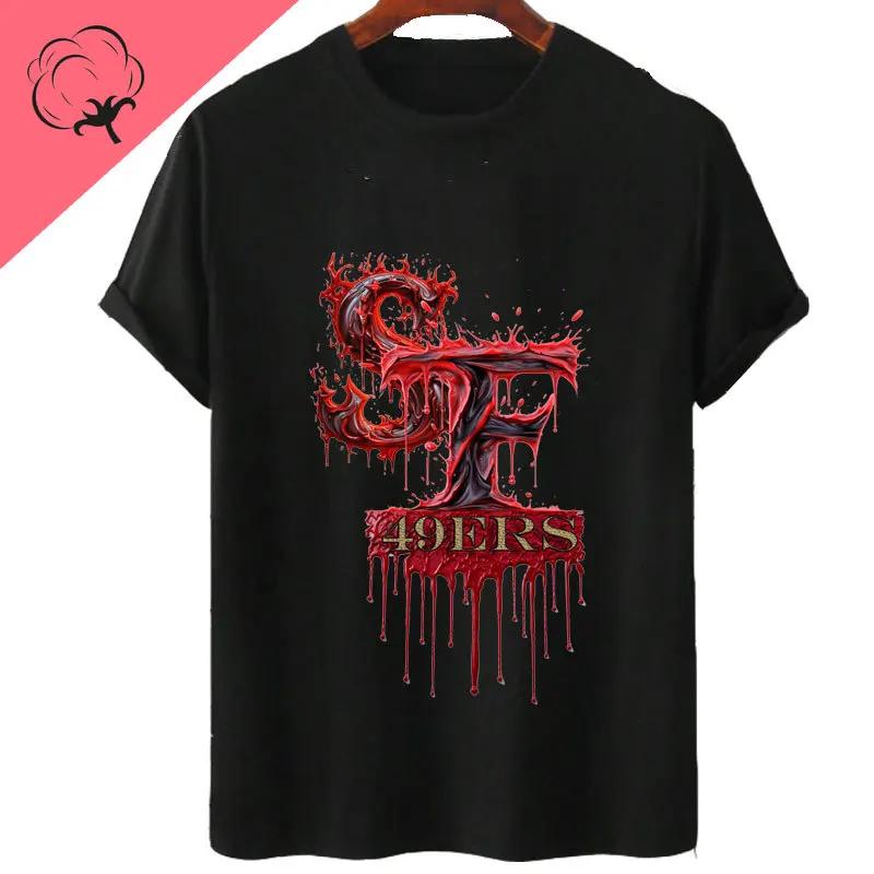 San Franciscos Tee Tops San Franciscos 49ers Logo Streetwear Cotton Unisex Man T-shirt