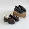 Black retro British style platform small leather shoes women's 2025 new autumn and winter French one-pedal Mary Jane loafers