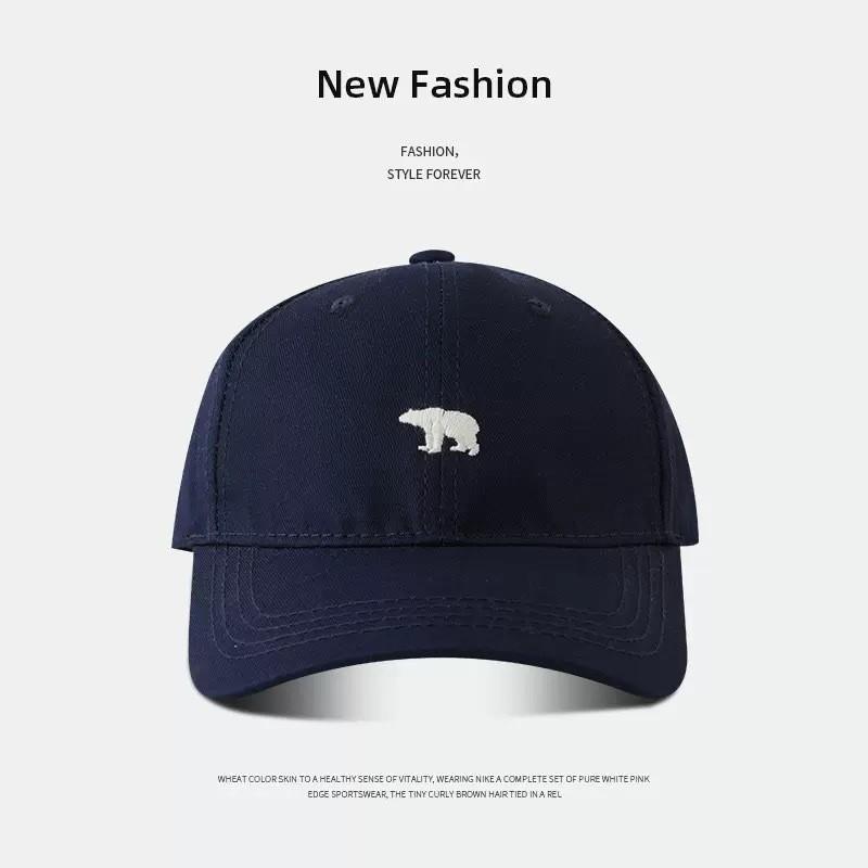 Embroidered Bear Baseball Cap With Wide Brim Adjustable Sun Protection For Casual Men Women