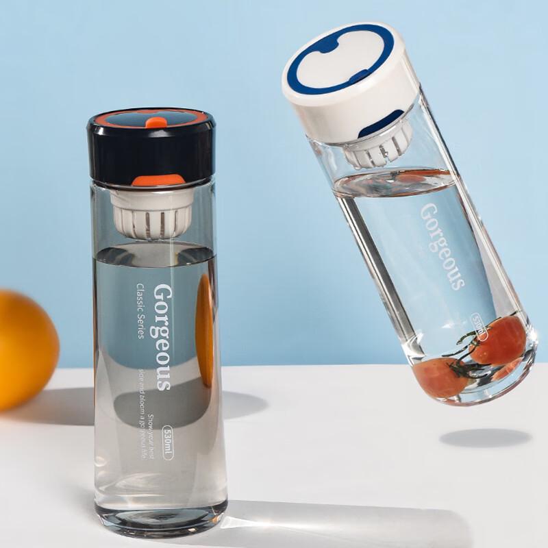 Portable Plastic Water Bottle with Lid & Lanyard