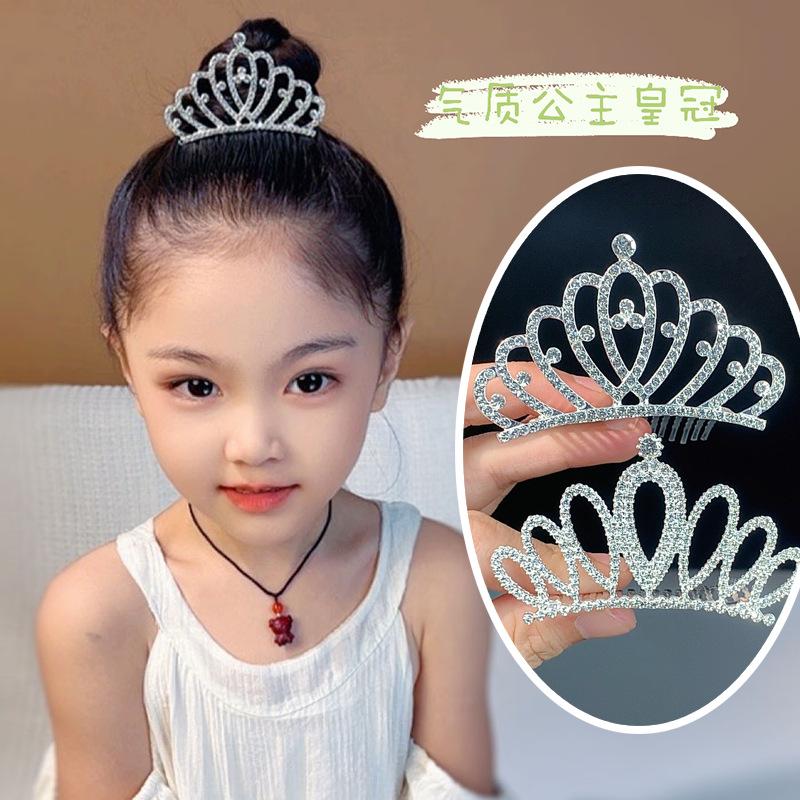 Crystal Crown Headdress Children Birthday Gift The Princess Performance Comb Hair Accessories Hairpin Wedding Party Bridal