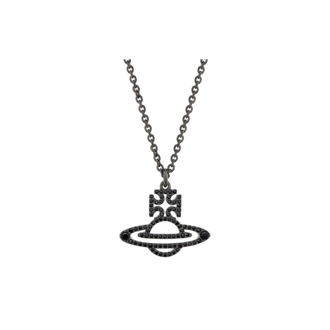 

Vivienne Westwood Trudy Pendant Saturn Cubic Zirconia Necklace Men necklace Black 630203BD01S307S307 Box