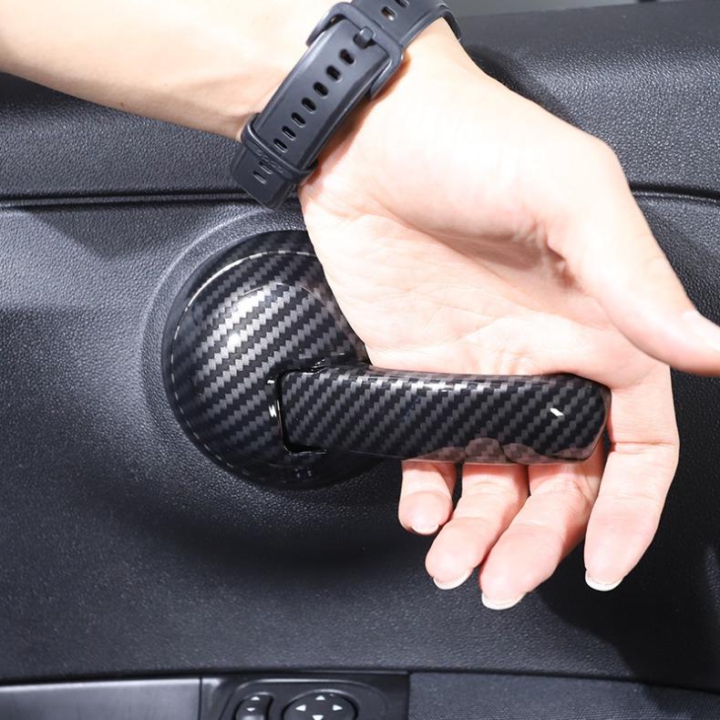 ABS Carbon Fiber Car Interior Door Handle Decoration Cover Stickers Trim For Fiat 500 Abarth 595 2010-2024 Auto Accessories