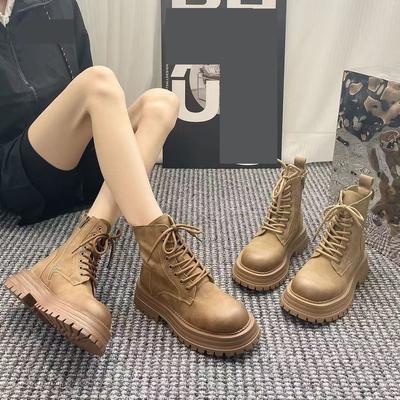 Thick-soled Martin Boots Women's Thick-heeled Cotton Boots Autumn and Winter New Versatile Velvet Thermal Locomotive Short Boots Women