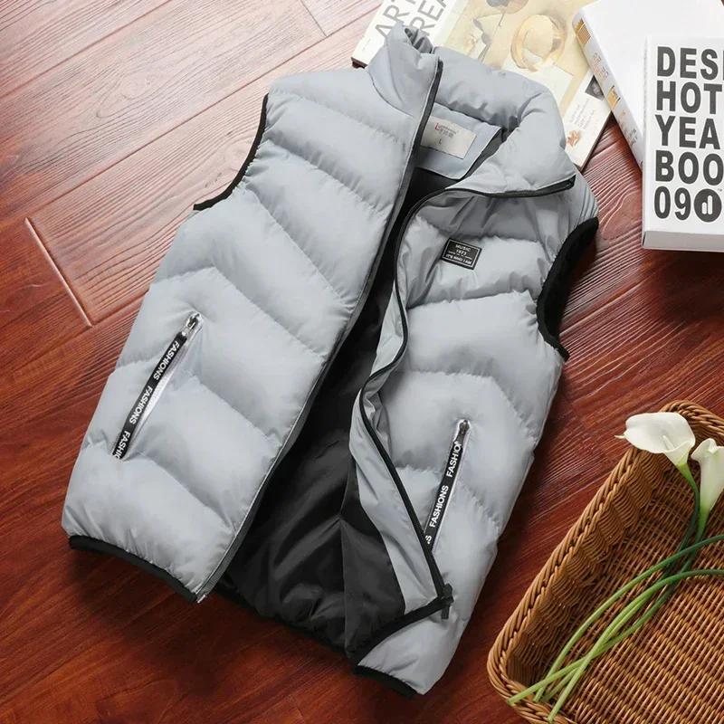 

Puffer Sleeveless Coats Mens Solid Color Down Jacket Winter Warm Vest Jacket Men Waistcoat Outwear Windbreaker Clothing XXXXL сірий