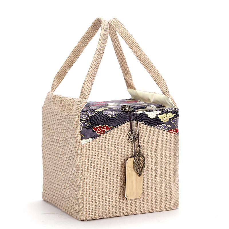 Vintage Tee Stoffverpackungsbeutel Tragbares Keramik Teegefäß Geschenktüten Schönes Muster Einzelne Dosen Aufbewahrungsbeutel Ohne Dosen