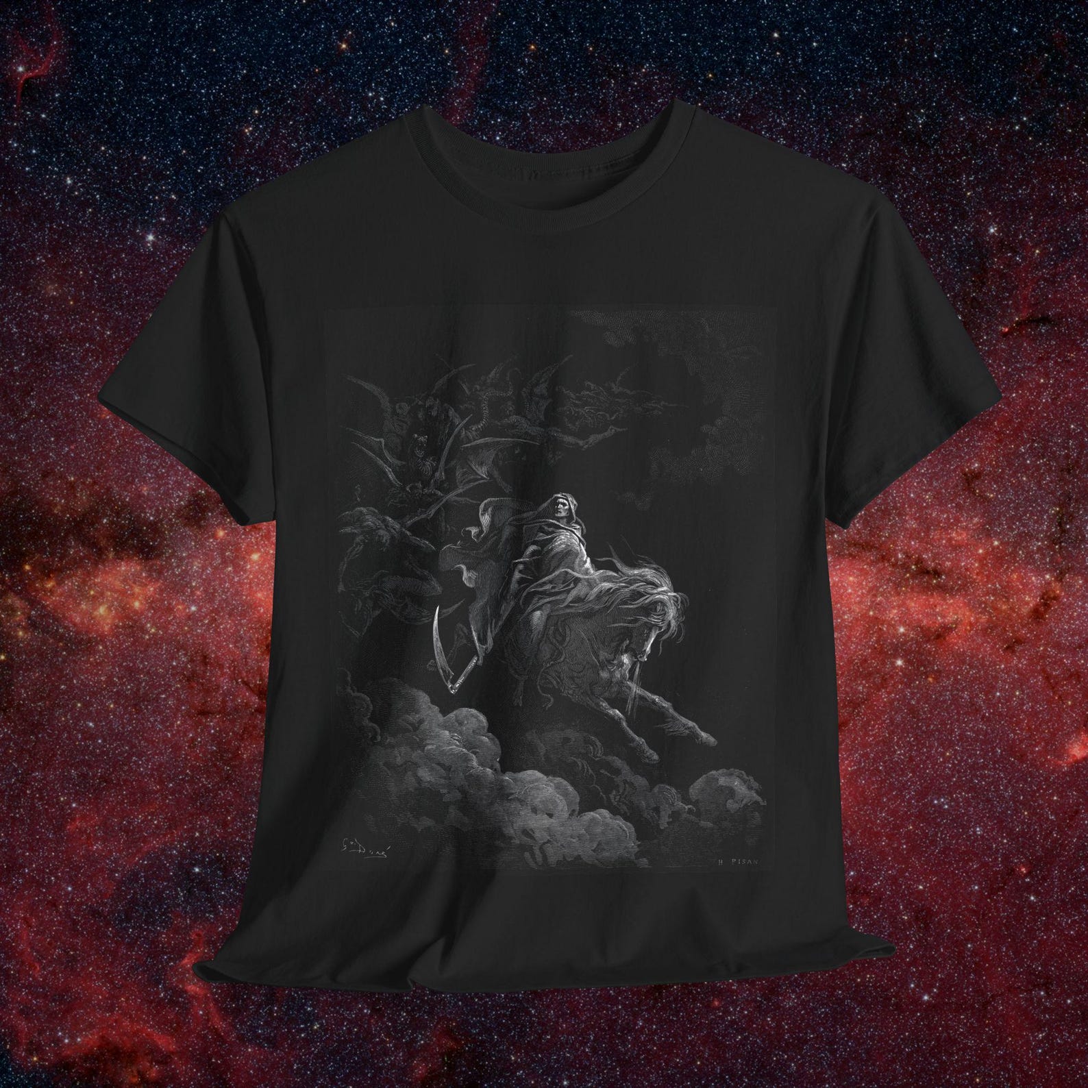 Death On The Pale Horse T shirt, Gustave Dore, Goth Aesthetic, Wicca, Alt Grunge Fashion, Dark Occult tee 3XL