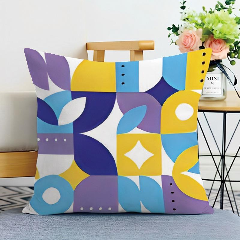 Colorful Geometric Print Decorative Pillowcase Bedroom Living Room Square Cushion Pillowcase
