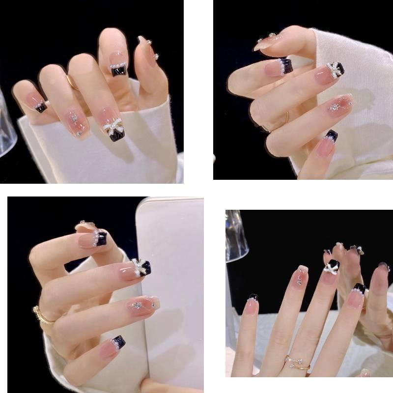 Wear Pure Manual Nail Enhancement Patch Powder Blusher Bride Nail Bow Sky Starry