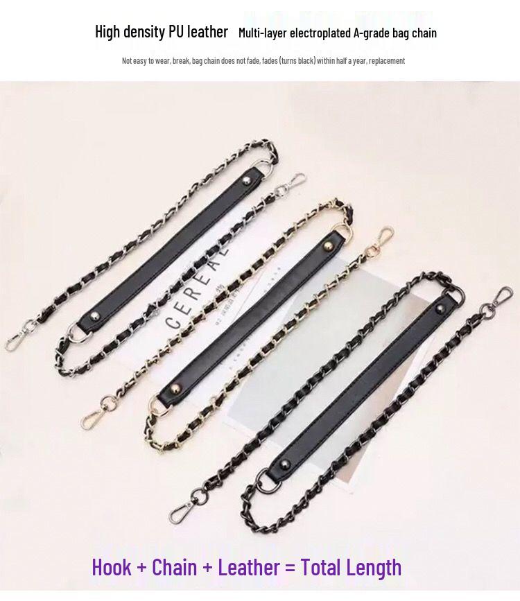 Women's Leather Crossbody Bag Strap - Versatile, Durable Metal Chain, Fade-Resistant, Sold Separately.