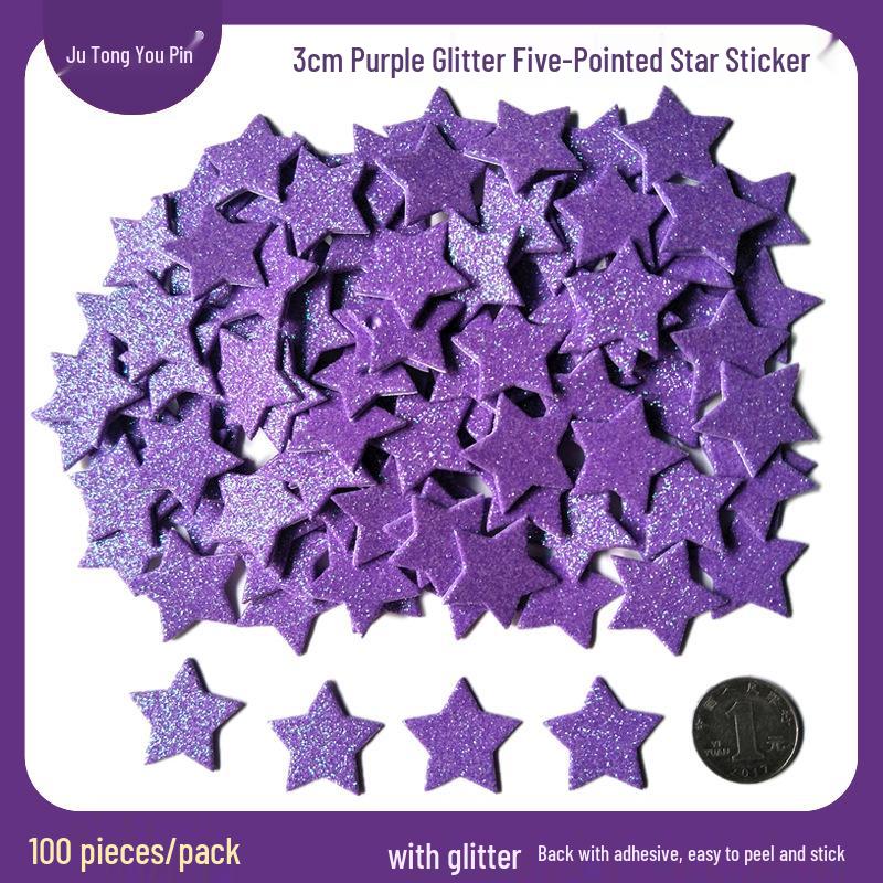 Gold Glitter Five-Pointed Star Foam Stickers for Kindergarten - Small EVA Geometric Shapes