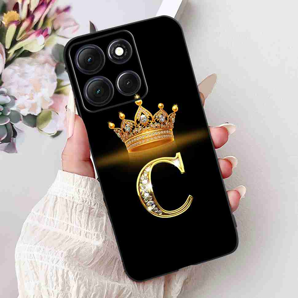 Hot For Motorola Moto G86 5G Case Crown Letters A-Z Soft Silicone Black TPU Cover For MOTO G86 XT2527-2 6.67" Protective Shell