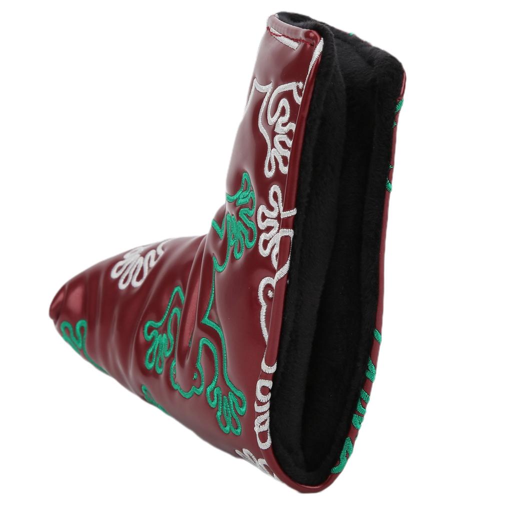 Golf Putter Headcover Embroidery Putters PU Protective Head Cover Magnetic ClosureWine Red