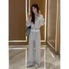 Korean Style Casual Women's Slimming Sweatshirt Two-Piece Set for Spring & Autumn Fashion