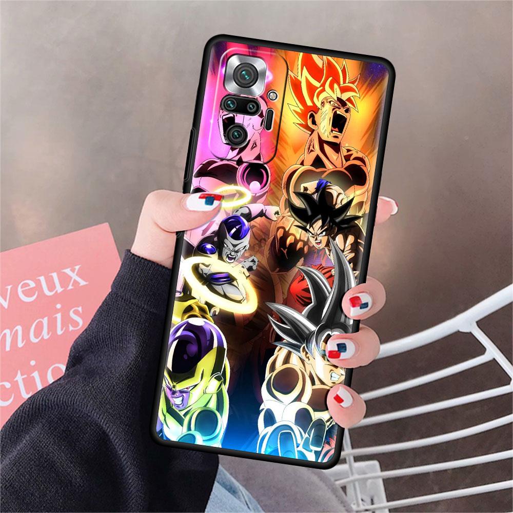 Luxury Black Phone Case For Xiaomi Redmi Note 11 10 9 8 7 Pro 9S 9A 9C 10s 8T K40 10C 10S Funda Cover Beerus Dragons Anime
