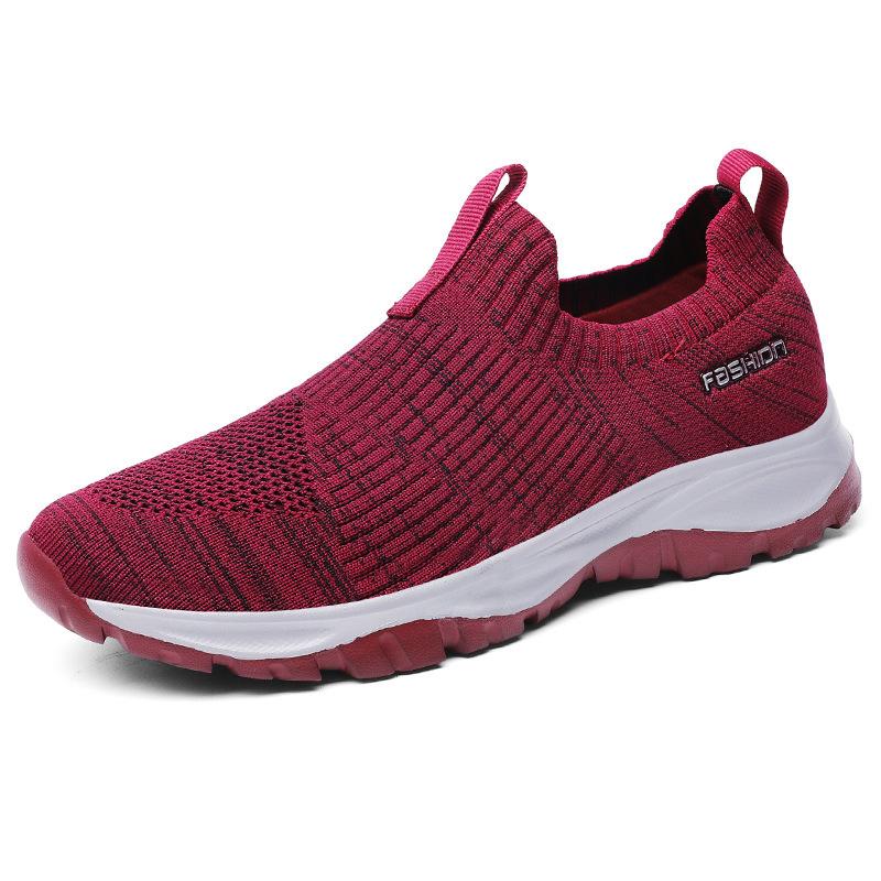 

Прямая поставка летающих тканых прогулочных повседневных спортивных туфель для пар, дышащие туфли, обувь для среднего и пожилого возраста 45