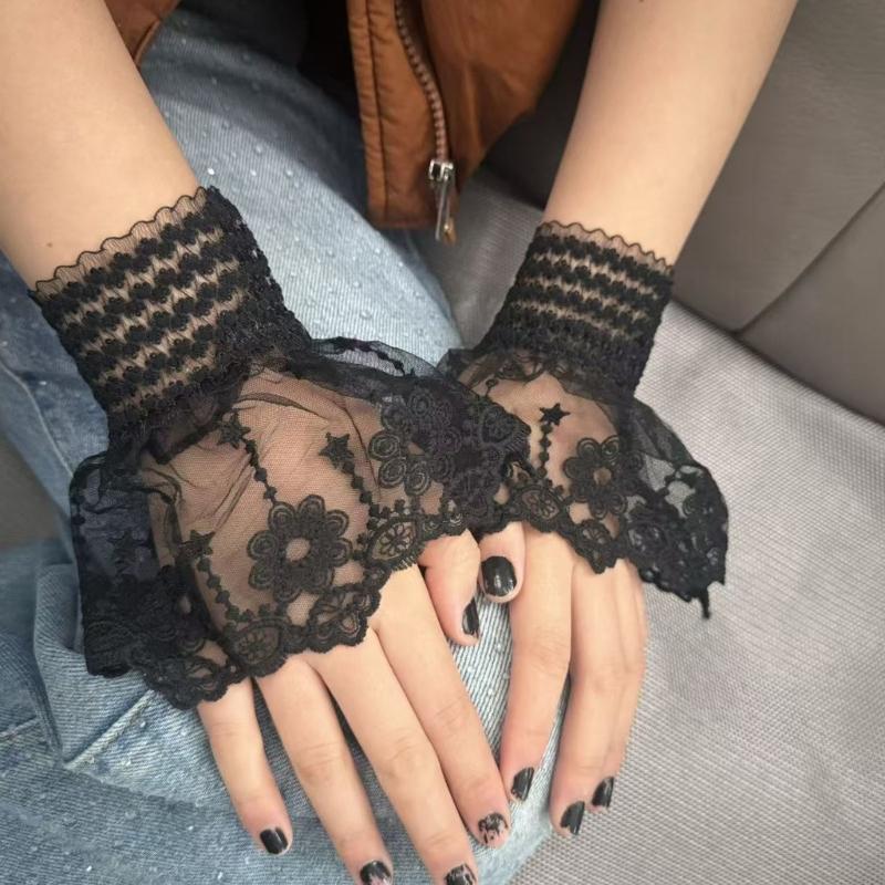 Elegant Lace Arm Sleeves Nylon Wrist Cuffs Faux Sleeves For Women And Girls Daily Outfit and Formal Dress Enhancement