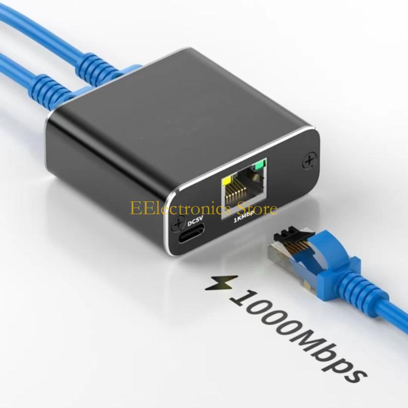 B03C 1000M RJ45 Ethernet Splitter 1 To 2 Cat5/Cat5e/Cat6/Cat7 Adapter Connector Internet Speed Efficient Data Transfer