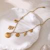 Stainless Steel Exaggerated Beach Shell Pearl Coral Fish Necklace Furnace Vacuum Plating 18K Gold Color Retention
