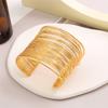 Vintage Hyperbolic Layered Gold Plated Wide Wire Bracelet Cuff Bangle for Women Exaggerated Wrist Wrap Bangle Hand Zircon Gift
