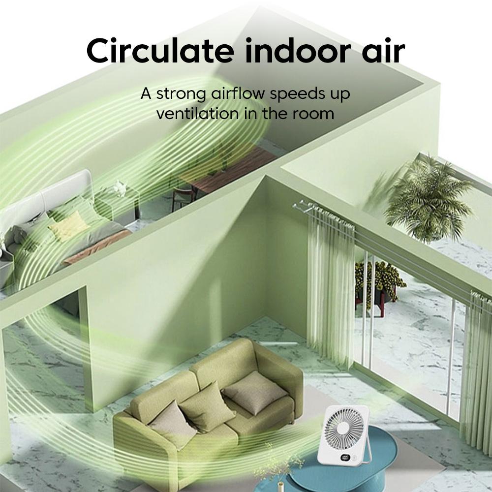 Xiaomi 5 Gear Desk Fan Portable Mini Fan Foldable Digital Display Table Fan USB Rechargerable Wall Fan Student Desk Hang Fan For Office