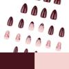 Red Almond-Shaped Wearable Nails with Bow - Short French Style for New Year