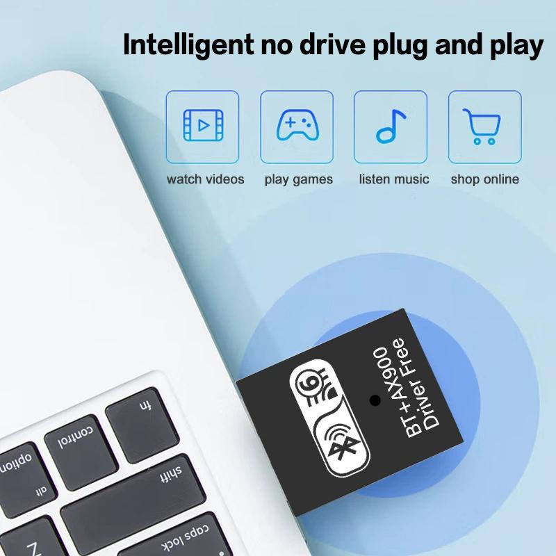 WIFI 6 AX900 Bluetooth 5.4 Network Card 2in1 Dongle Dual Band 2.4G&5GHz USB WiFi Network Wireless Wlan Receiver DRIVER FREE