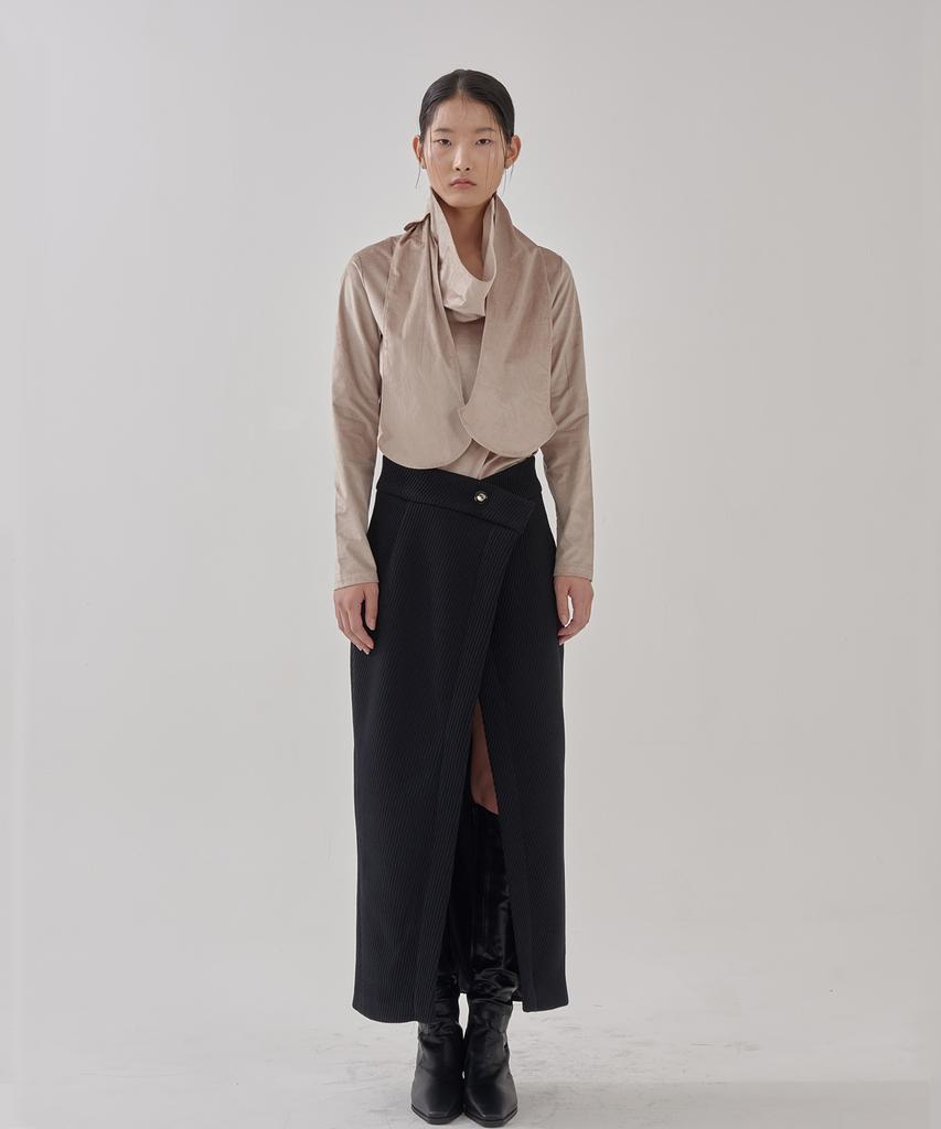 Gomok Fastening Skirt (Layered Skirts-Black)