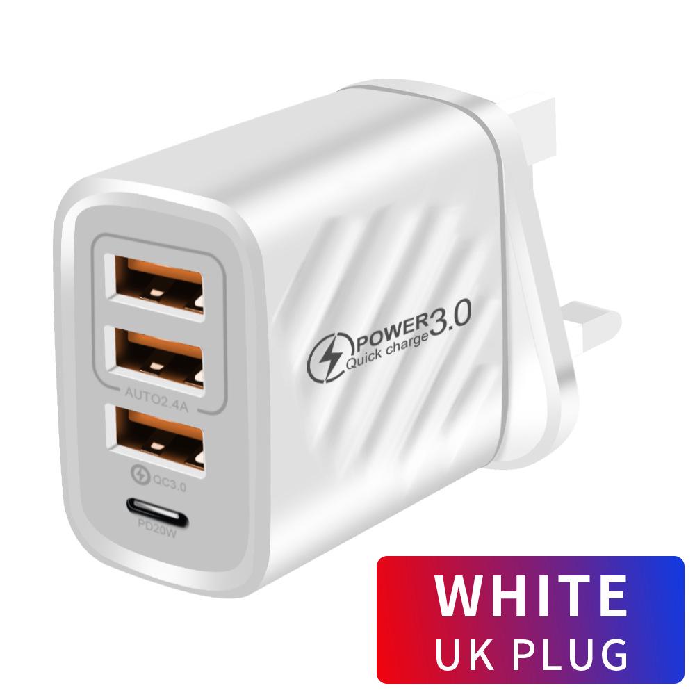 Multi-Port 3USB + PD Fast Charger Adapter A+C 3A for Mobile - EU/US/UK