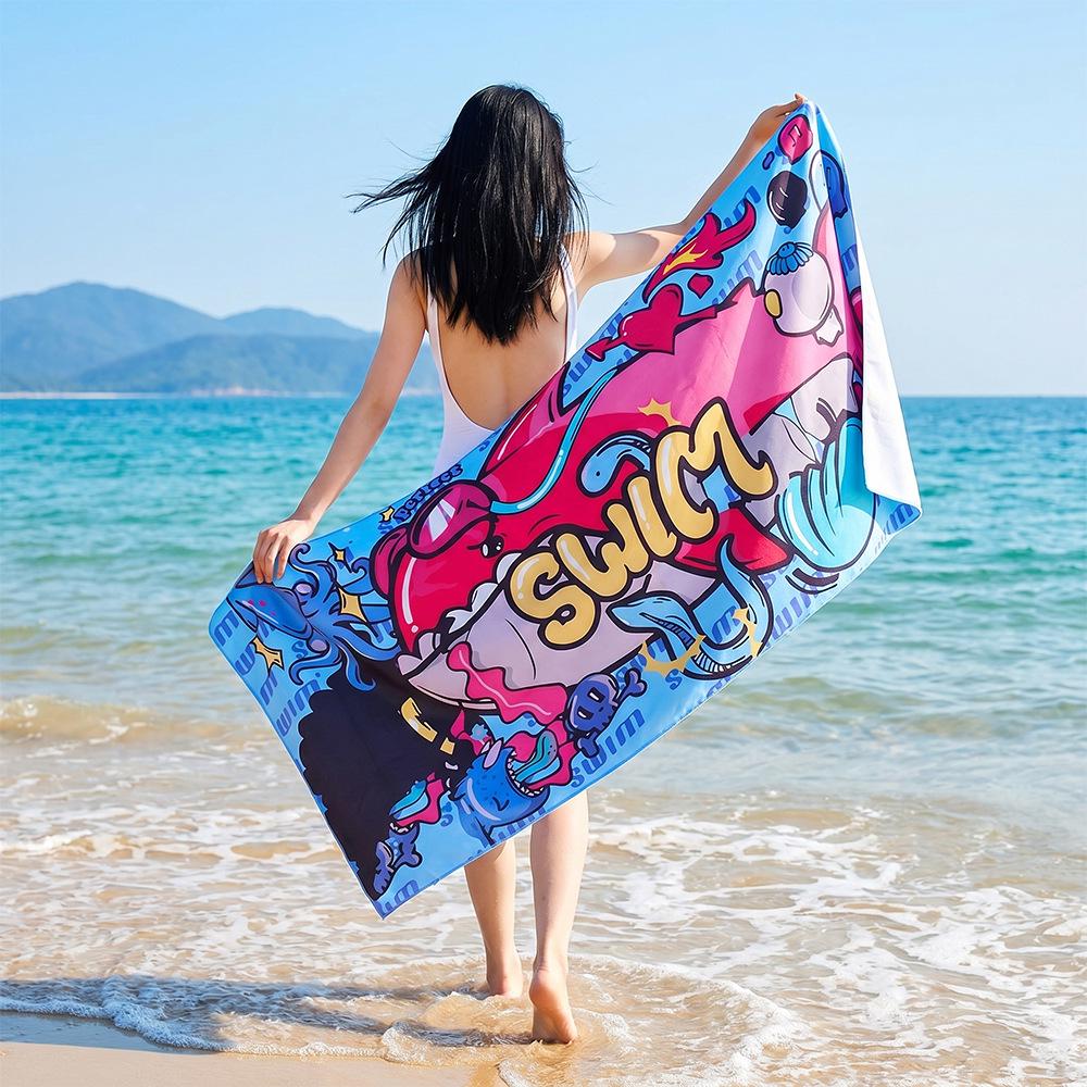 Double-Sided Plush Microfiber Beach Towel, 70x150cm - Quick-Drying, Skin-Friendly, Portable Shawl