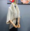 Women's Korean Style Knitted Batwing Sleeve Tassel Cloak with Fur Collar - Autumn/Winter 2025