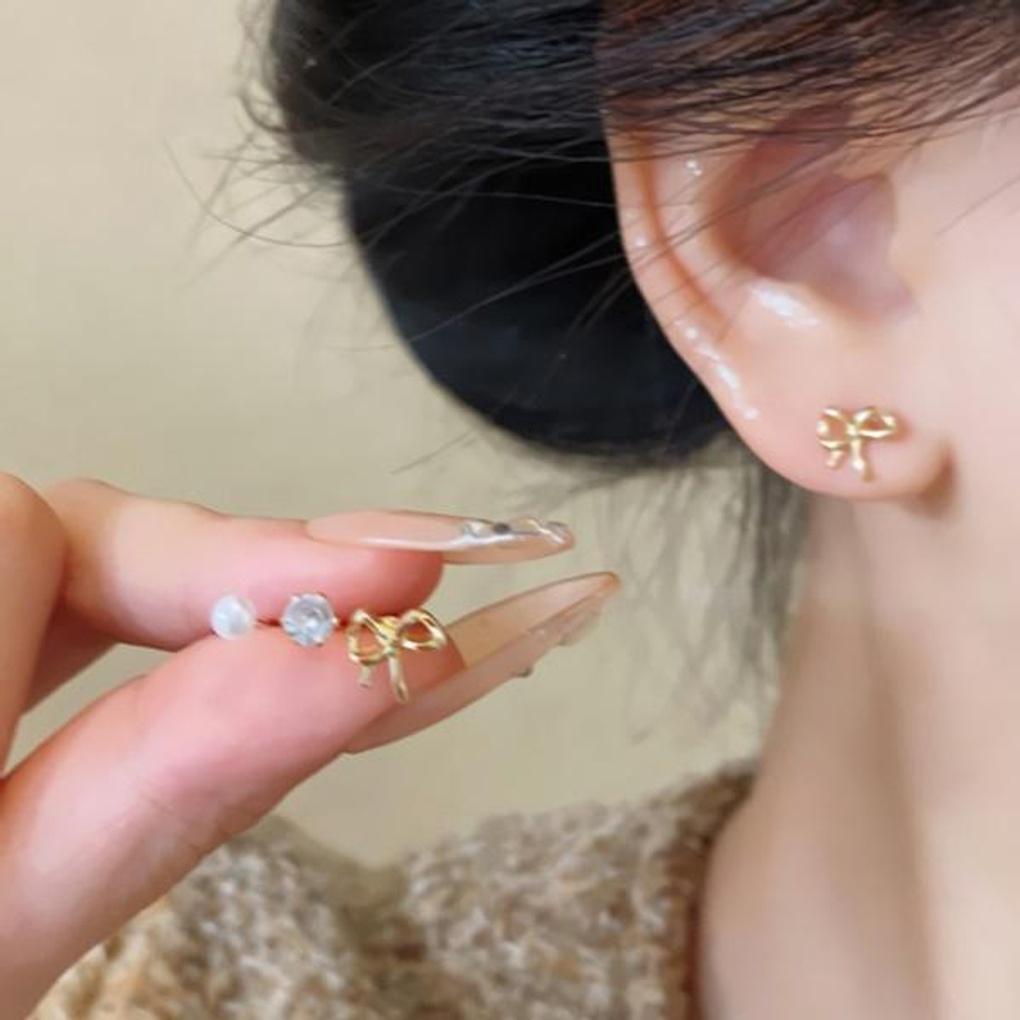 Women's Gold Ribbon Simple Daily Earrings 3pcs